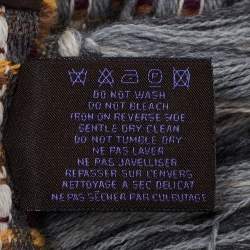 Pre Owned Etro Grey Textured Wool Fringed Muffler