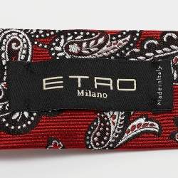 Etro Red Paisley Jacquard Silk Classic Tie