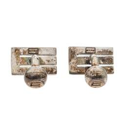 Etro E Green Enamel Silver Tone Cufflinks