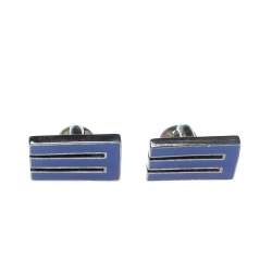 Etro E Blue Enamel Silver Tone Cufflinks