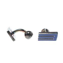 Etro E Blue Enamel Silver Tone Cufflinks