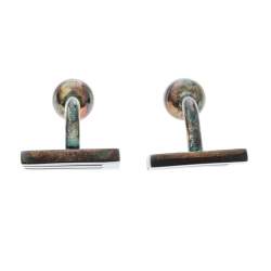 Etro E Blue Enamel Silver Tone Cufflinks