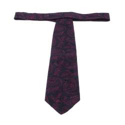 Pre Owned Etro Navy Blue & Fuchsia Floral Jacquard Silk Traditional Tie 