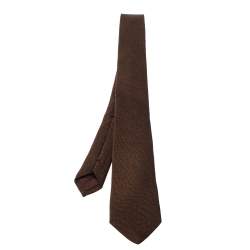 Etro Brown Cotton Silk Narrow Tie