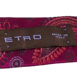 Pre Owned Etro Purple Paisley Pattern Silk Tie