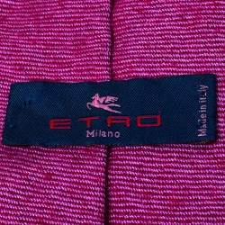 Pre Owned Etro Purple Striped Cashmere Silk Tie
