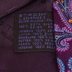 Pre Owned Etro Purple Paisley Jacquard Silk Tie