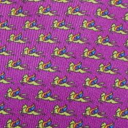 Etro Purple Logo Print Silk Tie
