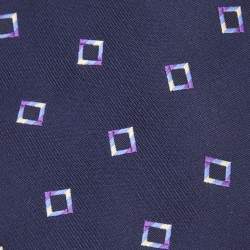 Pre Owned Etro Navy Blue Square Patterned Silk Jacquard Tie