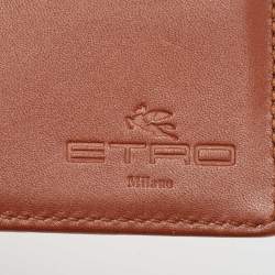Etro Orange Croc Embossed Leather Bifold Wallet