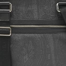 Etro Black Paisley Coated Canvas Flat Messenger Bag