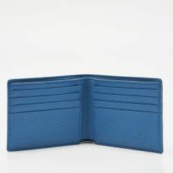 Pre Owned Etro Blue Paisley Embossed Leather Bifold Wallet