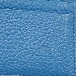 Pre Owned Etro Blue Paisley Embossed Leather Bifold Wallet