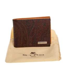 Etro Brown Paisley Print Coated Canvas Bi Fold Wallet