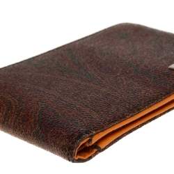 Etro Brown Paisley Print Coated Canvas Bi Fold Wallet