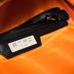 Etro Multicolor Printed Nylon and Leather Front Pocket Backpack