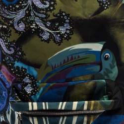 Etro Multicolor Printed Nylon and Leather Front Pocket Backpack