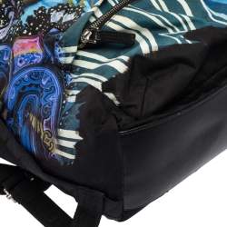 Etro Multicolor Printed Nylon and Leather Front Pocket Backpack