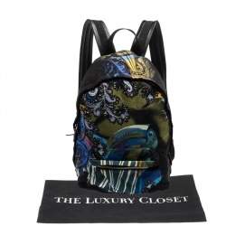 Etro Multicolor Printed Nylon and Leather Front Pocket Backpack