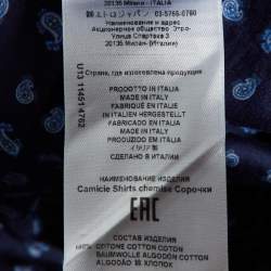 Pre Owned Etro Navy Blue Paisley Print Cotton Long Sleeve Shirt S
