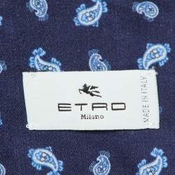 Pre Owned Etro Navy Blue Paisley Print Cotton Long Sleeve Shirt S