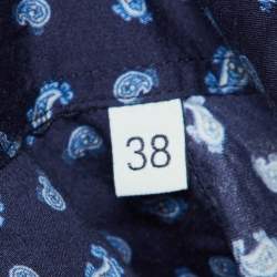 Pre Owned Etro Navy Blue Paisley Print Cotton Long Sleeve Shirt S