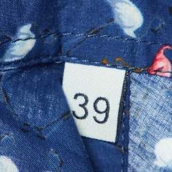 Pre Owned Etro Navy Blue Flamingo Print Cotton Long Sleeve Shirt M