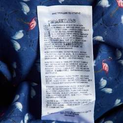 Pre Owned Etro Navy Blue Flamingo Print Cotton Long Sleeve Shirt M