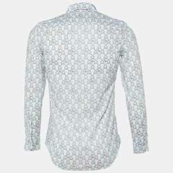 Pre Owned Etro White Flamingo Print Cotton Long Sleeve Shirt S