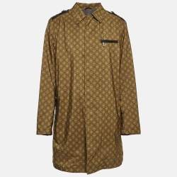 Etro Green Printed Synthetic Leather Trim Coat XL