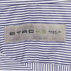 مملوكة مسبقًا Etro Blue Pinstripe Cotton Button Up Shirt XXL