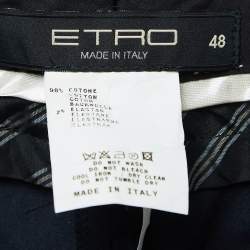 Pre Owned Etro Navy Blue Cotton Tailored Pants M