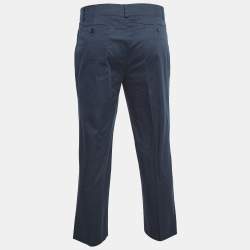 Pre Owned Etro Navy Blue Cotton Tailored Pants M