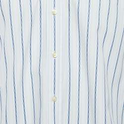Pre Owned Etro Blue Pinstripe Cotton Long Sleeve Shirt M