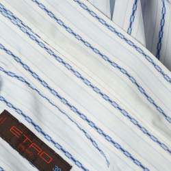 Pre Owned Etro Blue Pinstripe Cotton Long Sleeve Shirt M