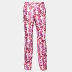 Pre Owned Etro Multicolor Floral Printed Linen Straight Fit Pants XXL