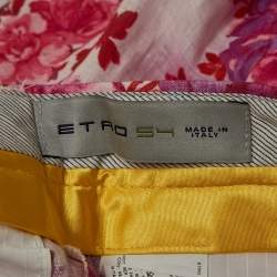 Pre Owned Etro Multicolor Floral Printed Linen Straight Fit Pants XXL