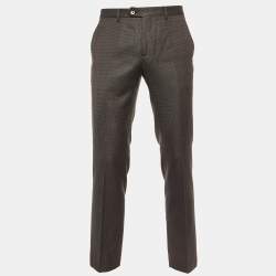 Etro Brown Patterned Silk and Wool Trousers M