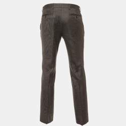 Etro Brown Patterned Silk and Wool Trousers M
