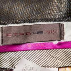 Etro Brown Patterned Silk and Wool Trousers M