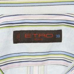 Etro Multicolor Stripe Jacquard Cotton Button Front Shirt M