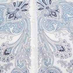 مملوكة مسبقًا Etro White/Blue Paisley Print Cotton Full Sleeve Shirt L