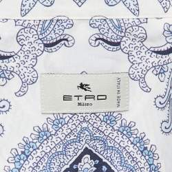 مملوكة مسبقًا Etro White/Blue Paisley Print Cotton Full Sleeve Shirt L
