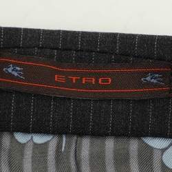 Etro Dark Grey Wool Single Breasted Blazer & Straight Leg Pant Set L
