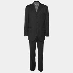 Etro Dark Grey Wool Single Breasted Blazer & Straight Leg Pant Set L