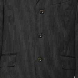 Etro Dark Grey Wool Single Breasted Blazer & Straight Leg Pant Set L
