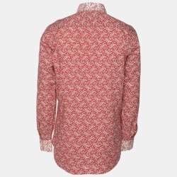 Etro Red Printed Cotton Long Sleeve Shirt M