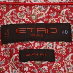Etro Red Printed Cotton Long Sleeve Shirt M