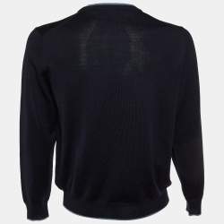 Pre Owned Etro Navy Blue Wool Knit Crew Neck Sweater XL