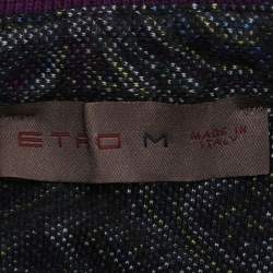 Pre Owned Etro Multicolor Paisley Printed Cotton Knit Polo T-Shirt M